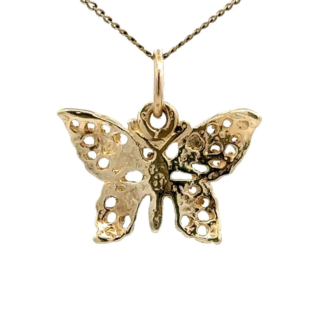 9Ct Yellow Gold Ornate Butterfly Charm Pendant