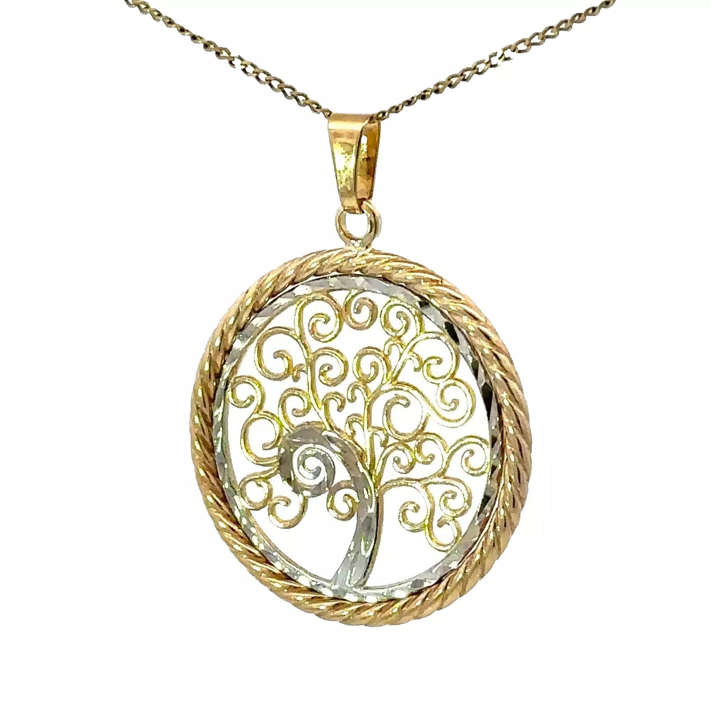 9Ct Two-Toned Gold Tree of Life Charm Pendant