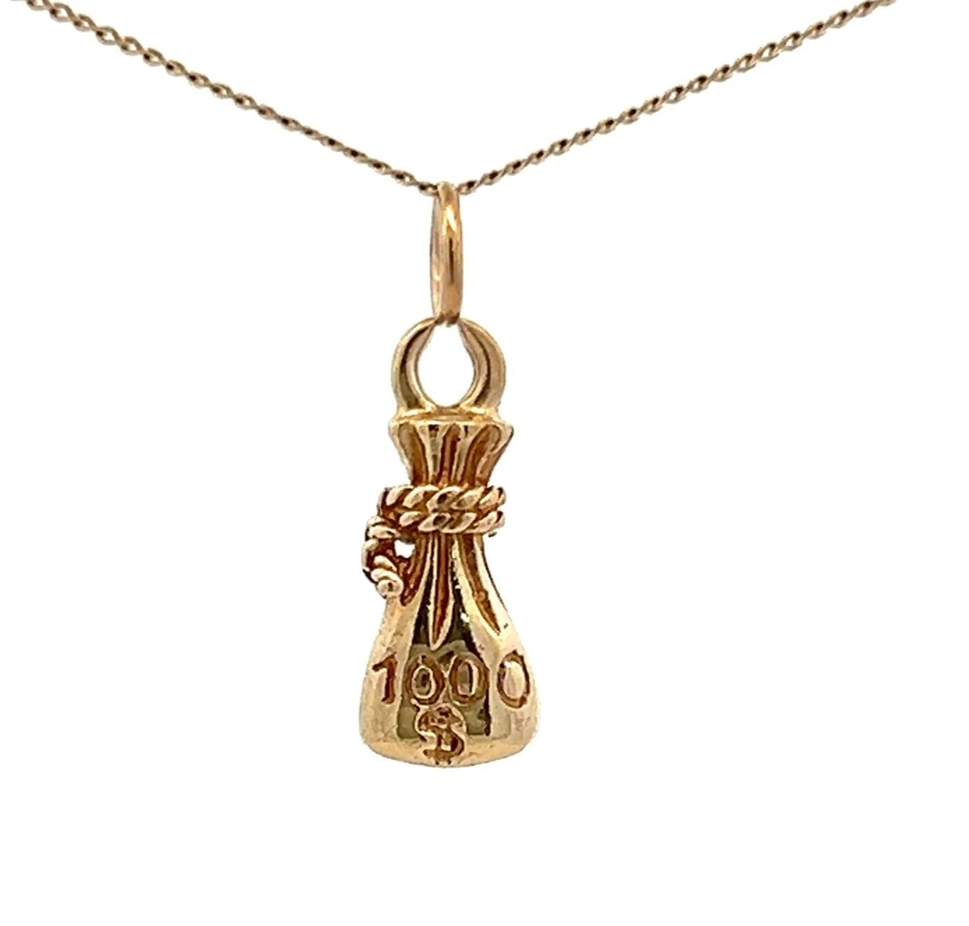 9Ct Yellow Gold Lucky Moneybag Charm Pendant