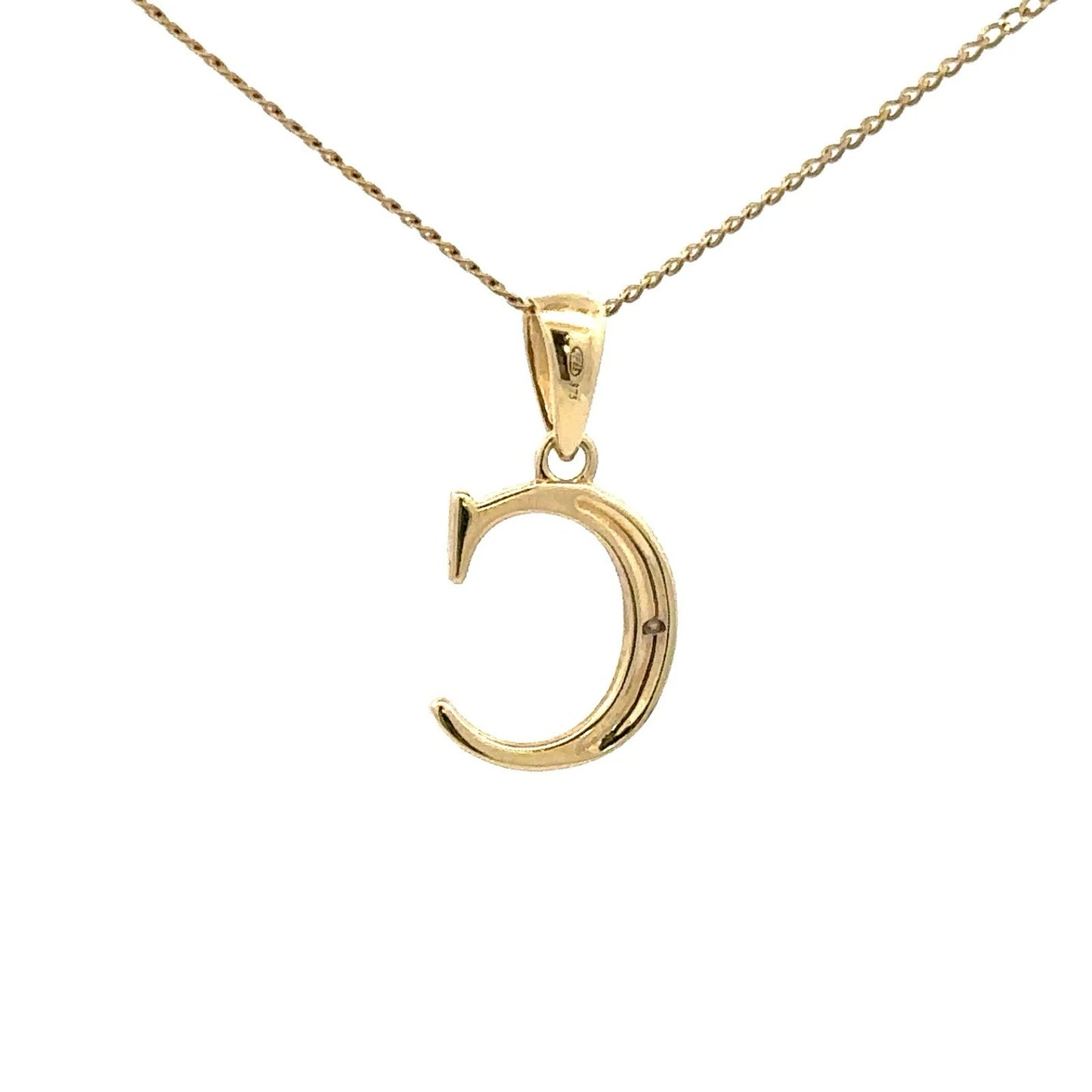 9Ct Yellow Gold Diamond Set C Initial Charm Pendant