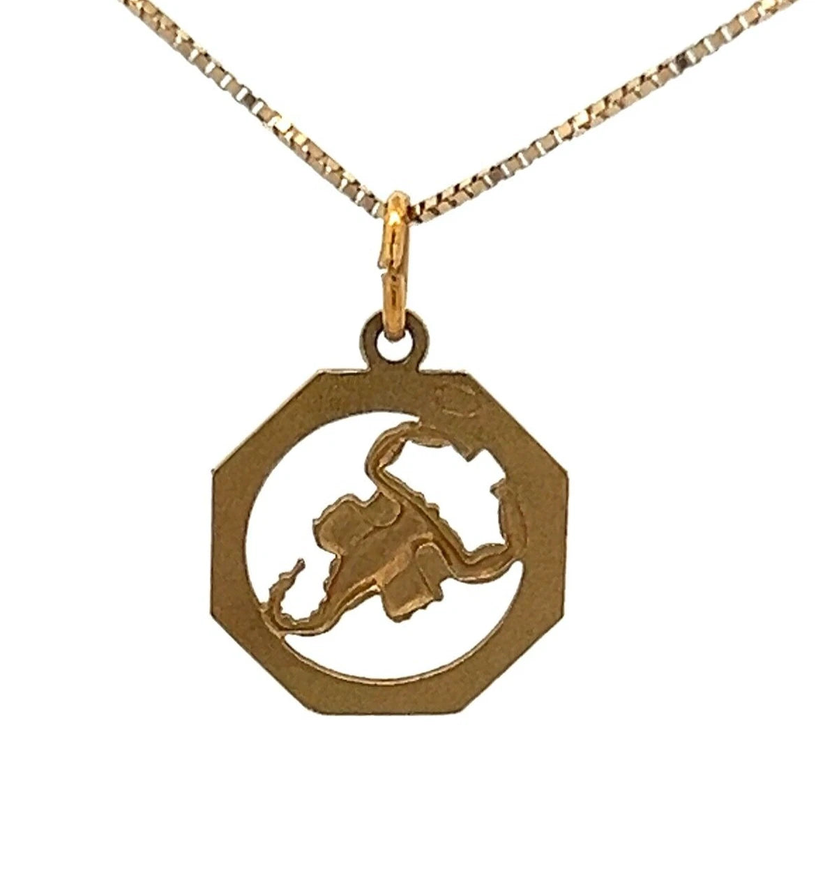 10Ct Yellow Gold Vintage Bolted Framed Scorpio Charm Pendant