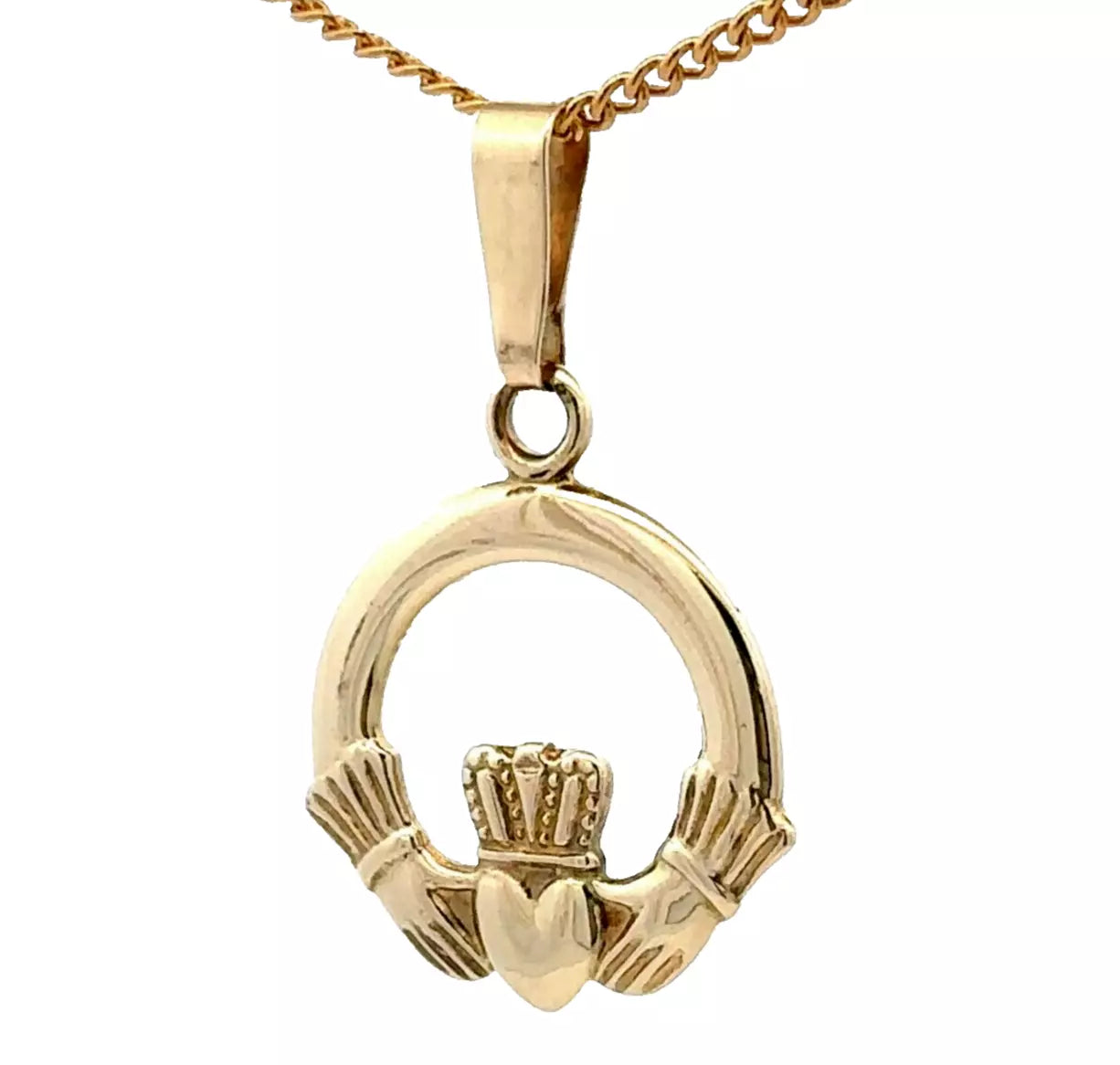 9Ct Yellow Gold Claddagh Pendant