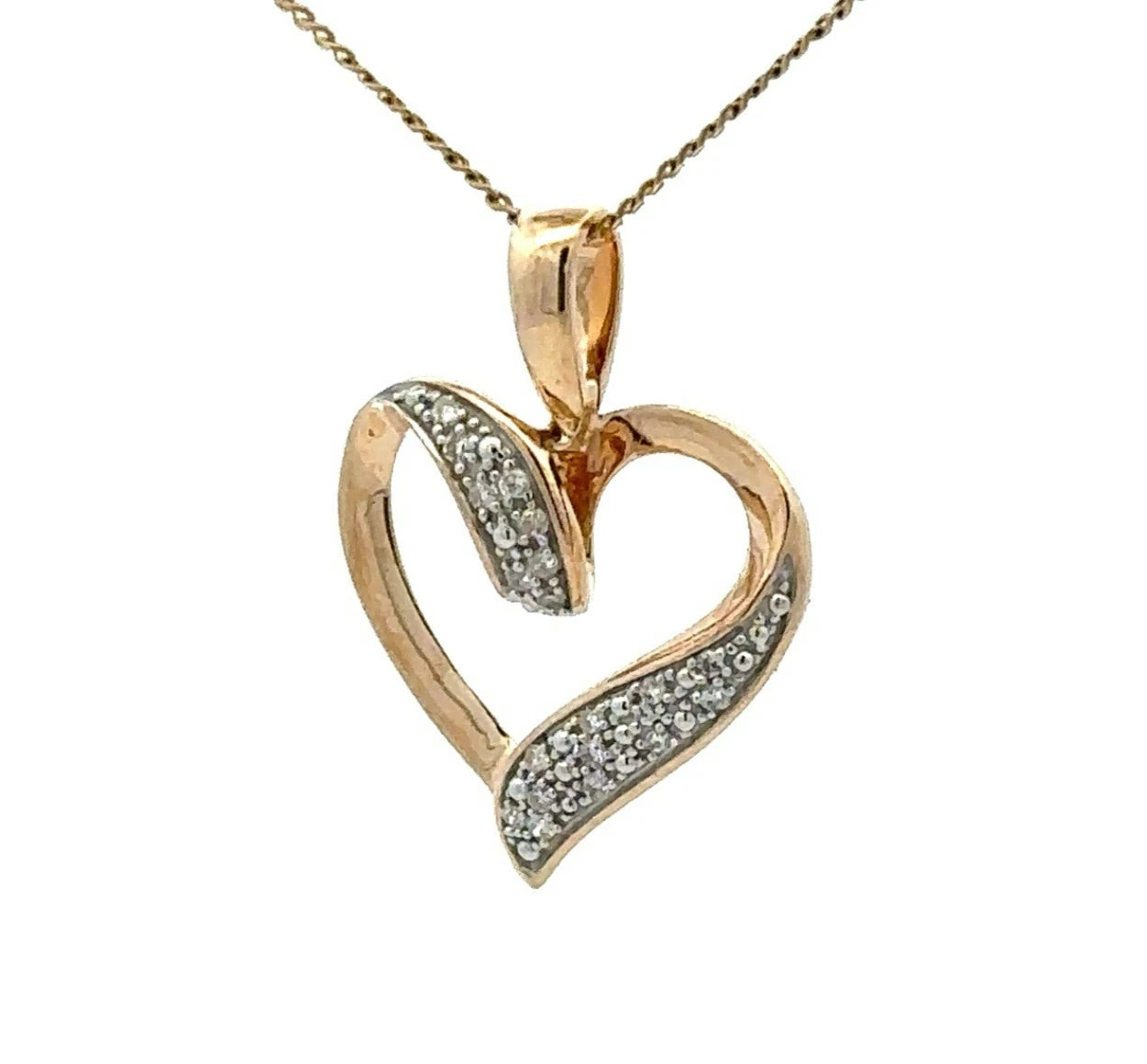 9Ct Yellow Gold Diamond Accent Heart Pendant