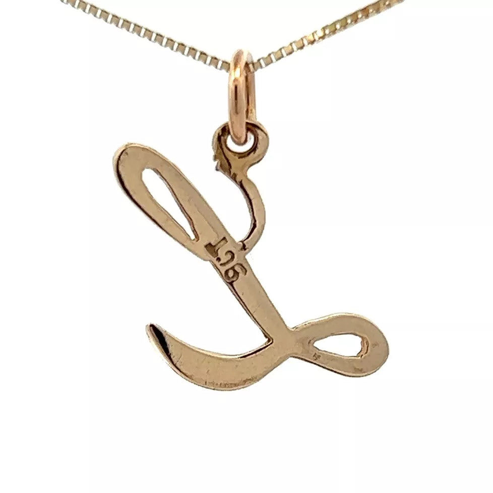 9Ct Yellow Gold 'L' Initial Charm Pendant