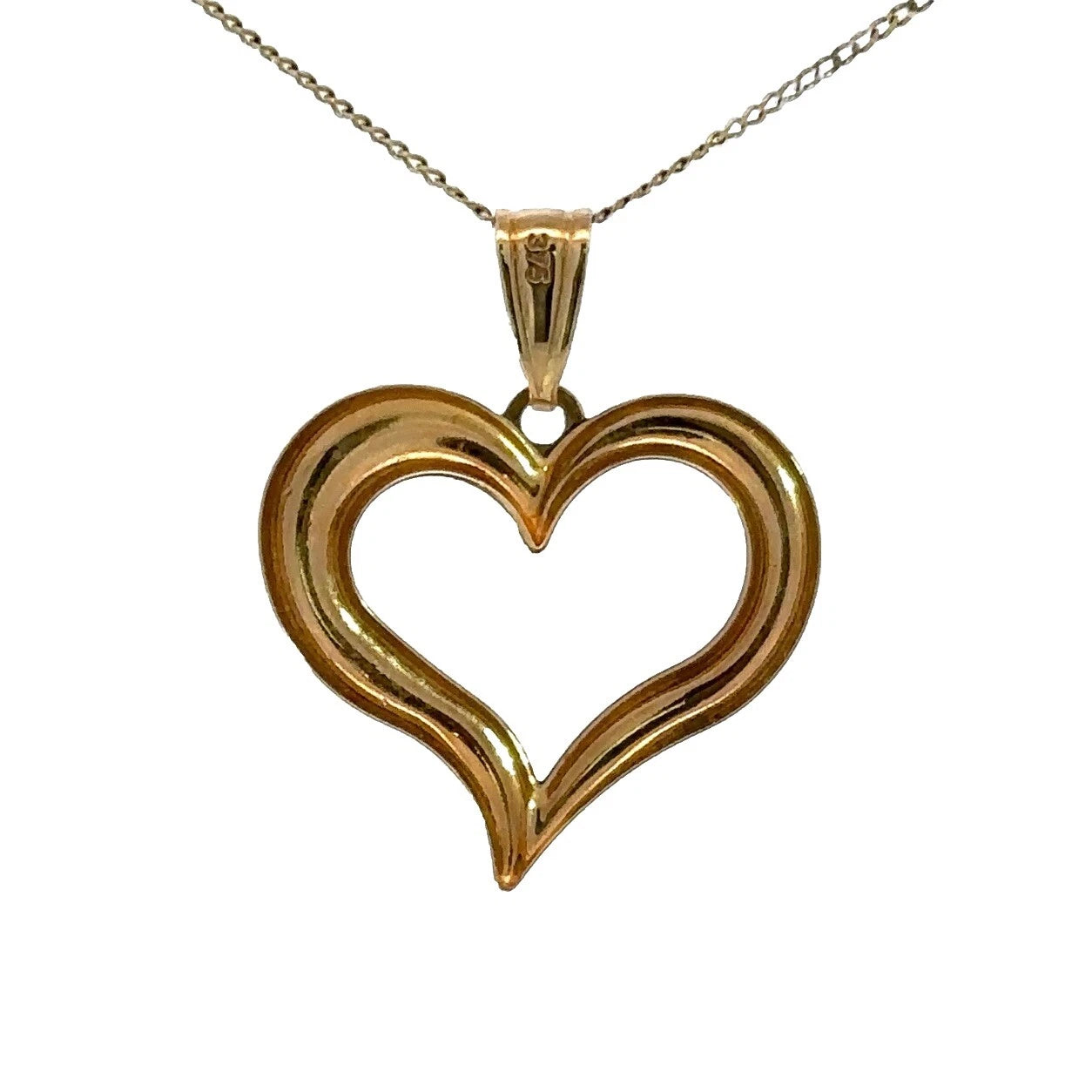 9Ct Two-Toned Gold Heart Charm Pendant