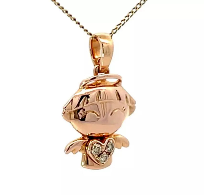 18Ct Yellow Gold .050CT TW Diamond Set Wealth Bao Bao Family Charm Pendant