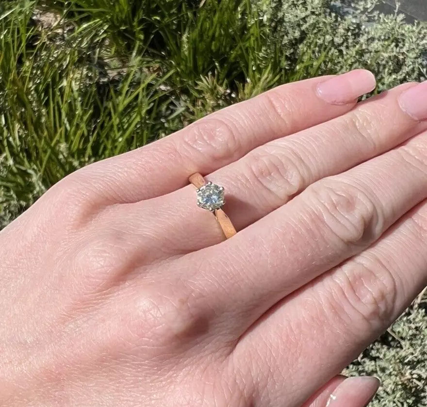 18Ct Yellow Gold 0.60 Carat TW Solitaire Transitional Cut Diamond Ring