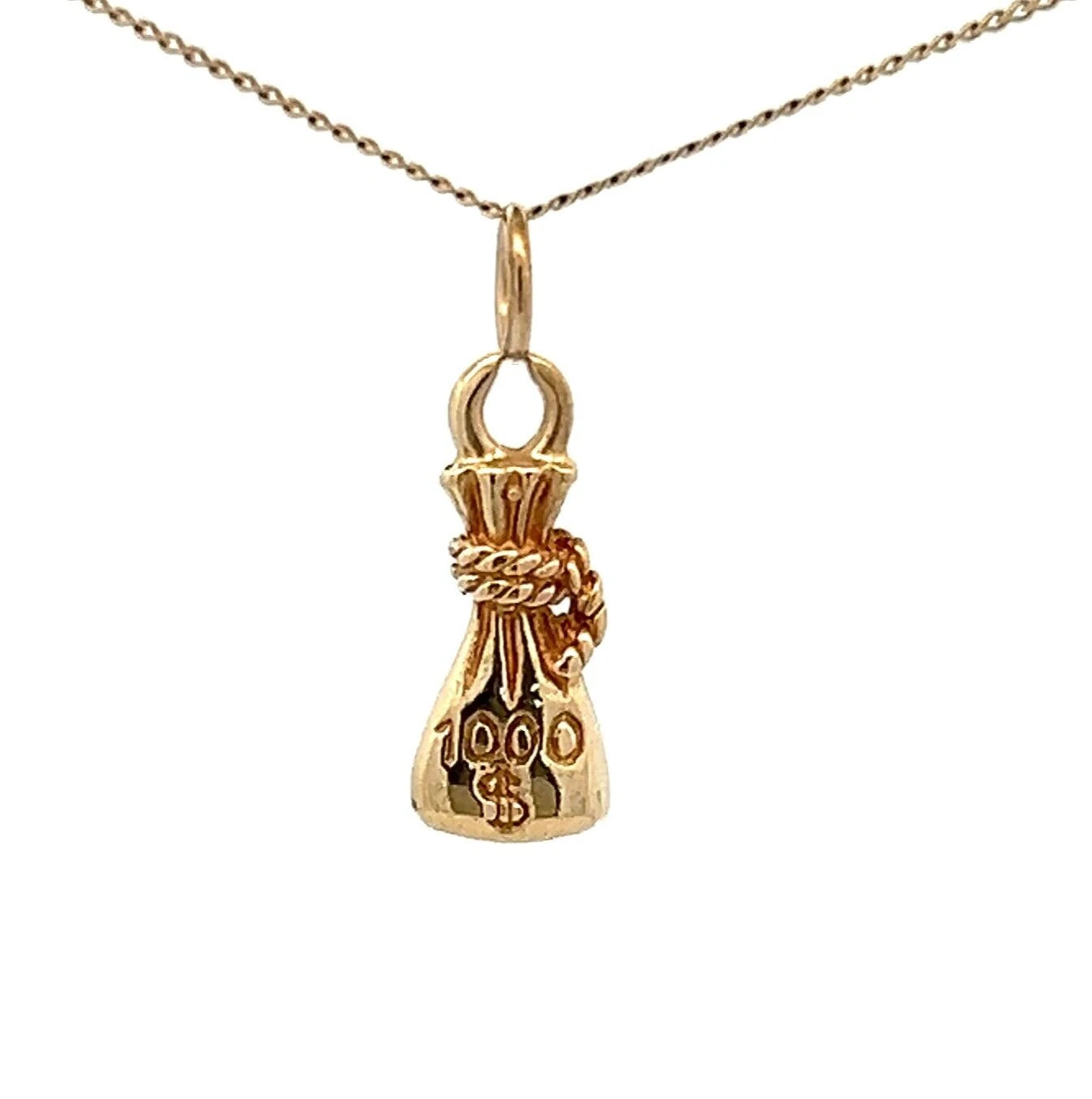 9Ct Yellow Gold Lucky Moneybag Charm Pendant