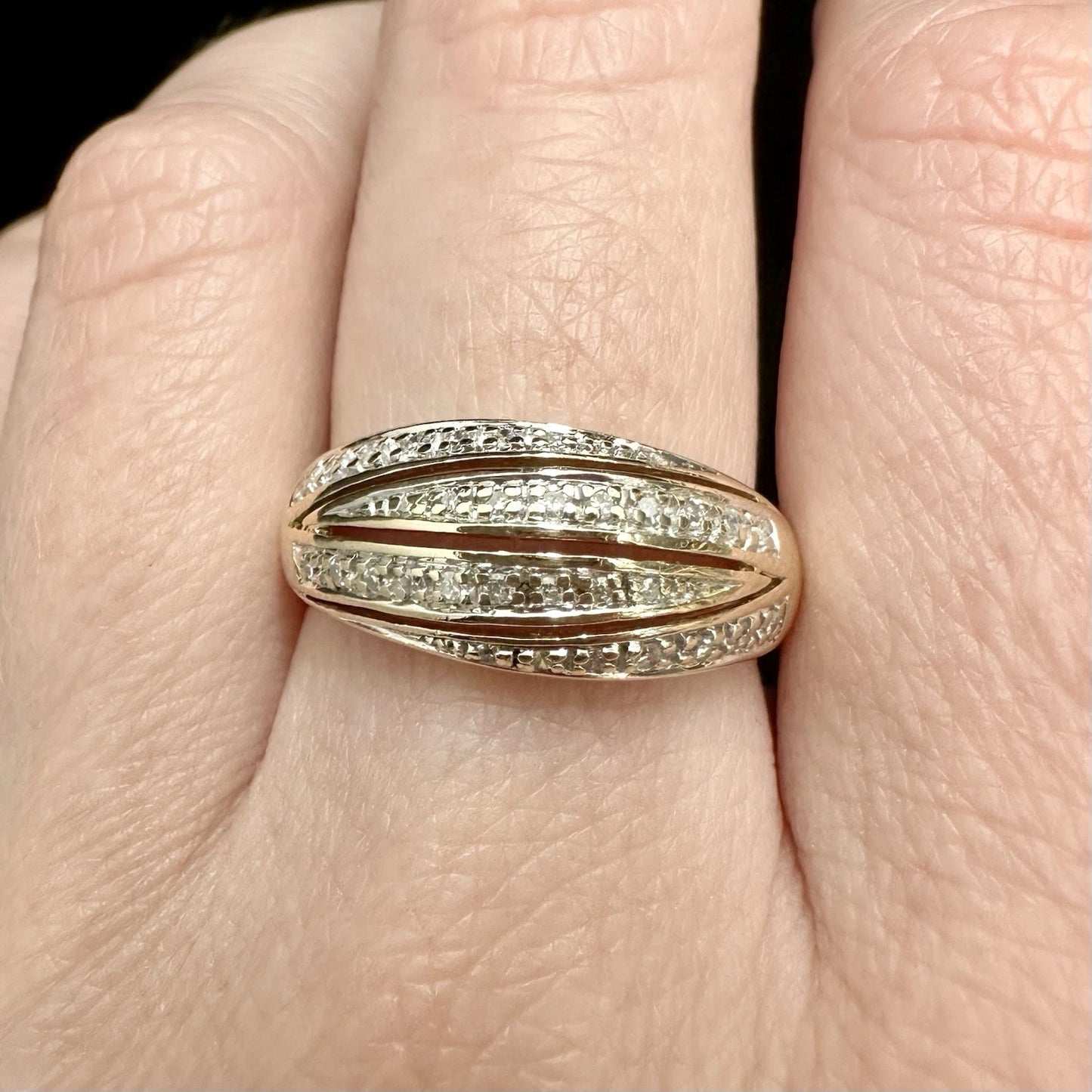 9Ct Yellow Gold .15 Carat TW Diamond Ring Sz P 1/2