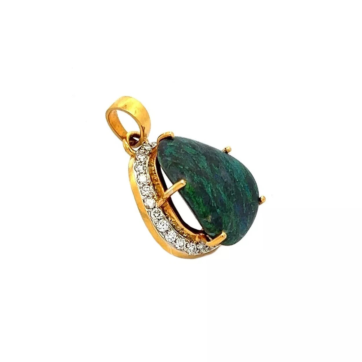 9Ct Yellow Gold Opal & 0.52 Carat TW Diamond Accent Pendant