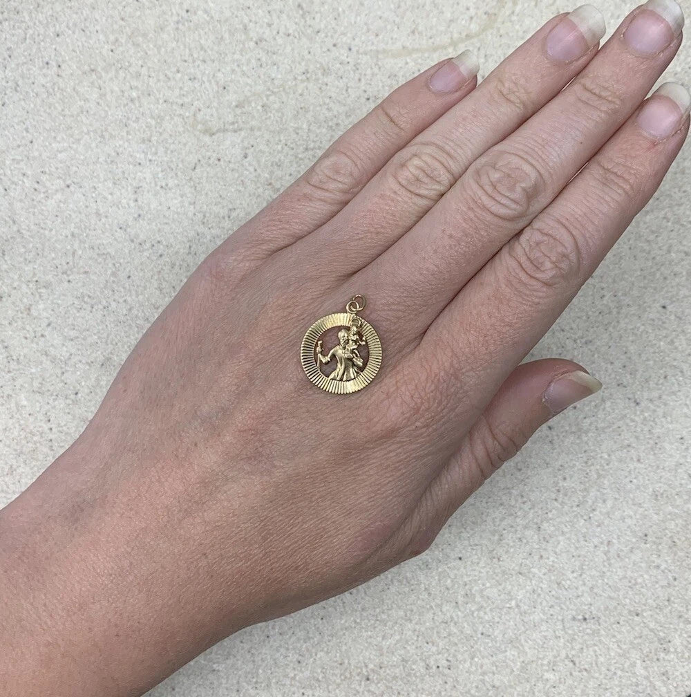 9Ct Yellow Gold Vintage Saint Christopher Charm Pendant