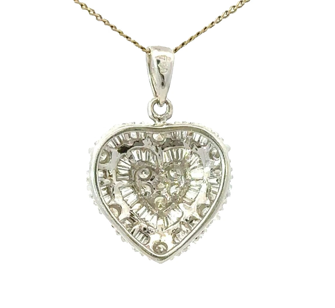 18Ct White Gold .35 Carat TW Diamond Heart Charm Pendant