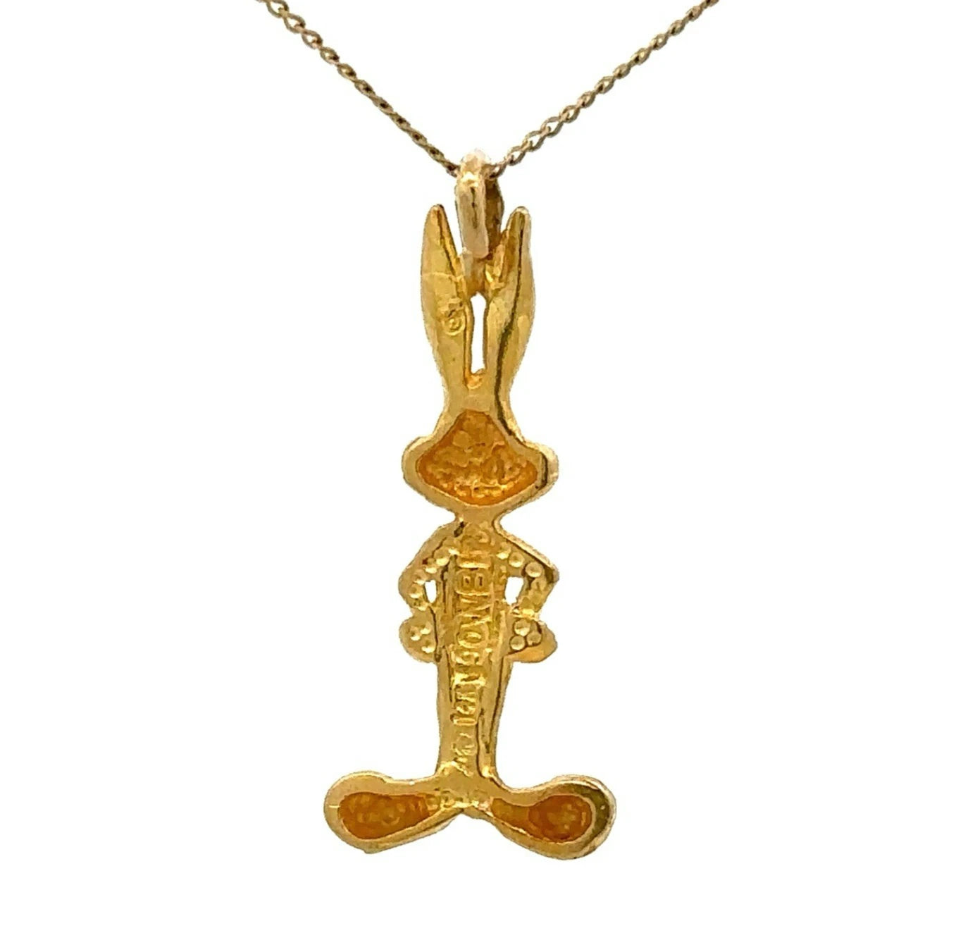 14Ct Yellow Gold Vintage Looney Tunes Bugs Bunny Slider Charm Pendant
