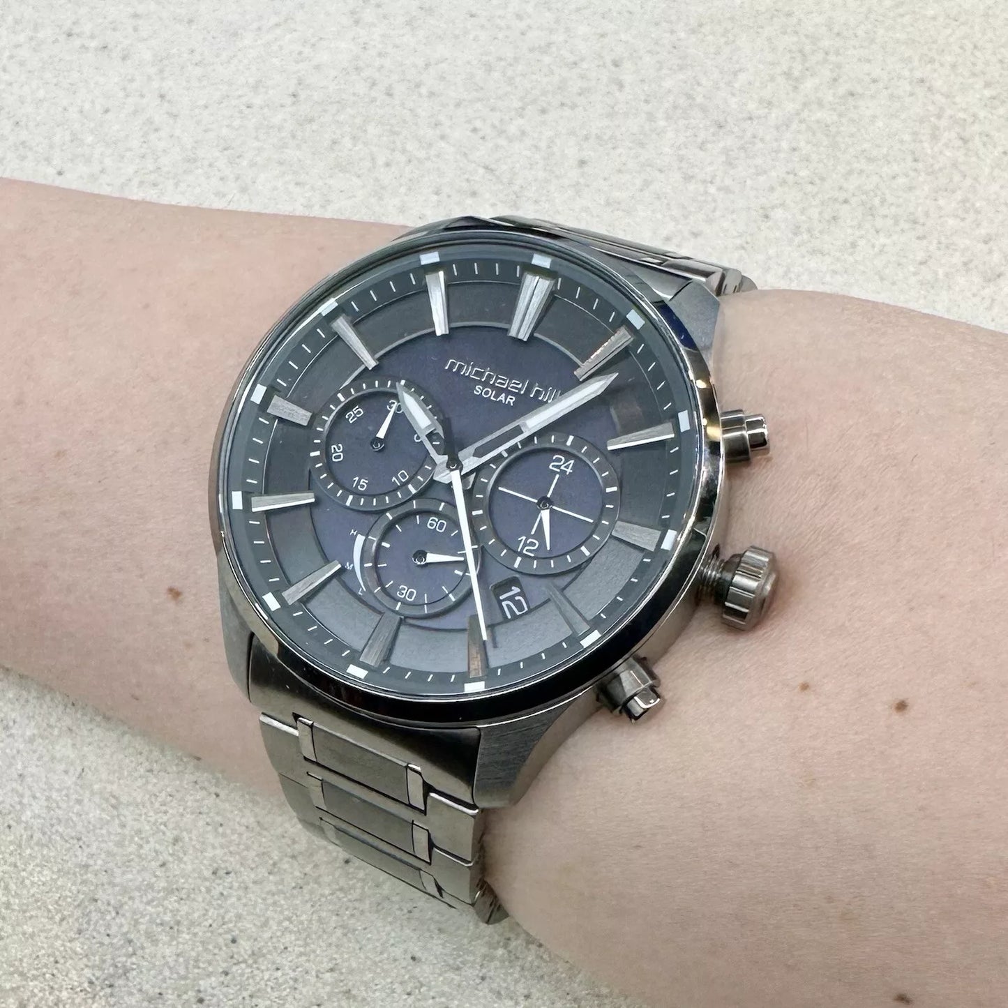 Michael Hill Solar Powered Chronograph Men's Black Toned Stainless Steel Watch