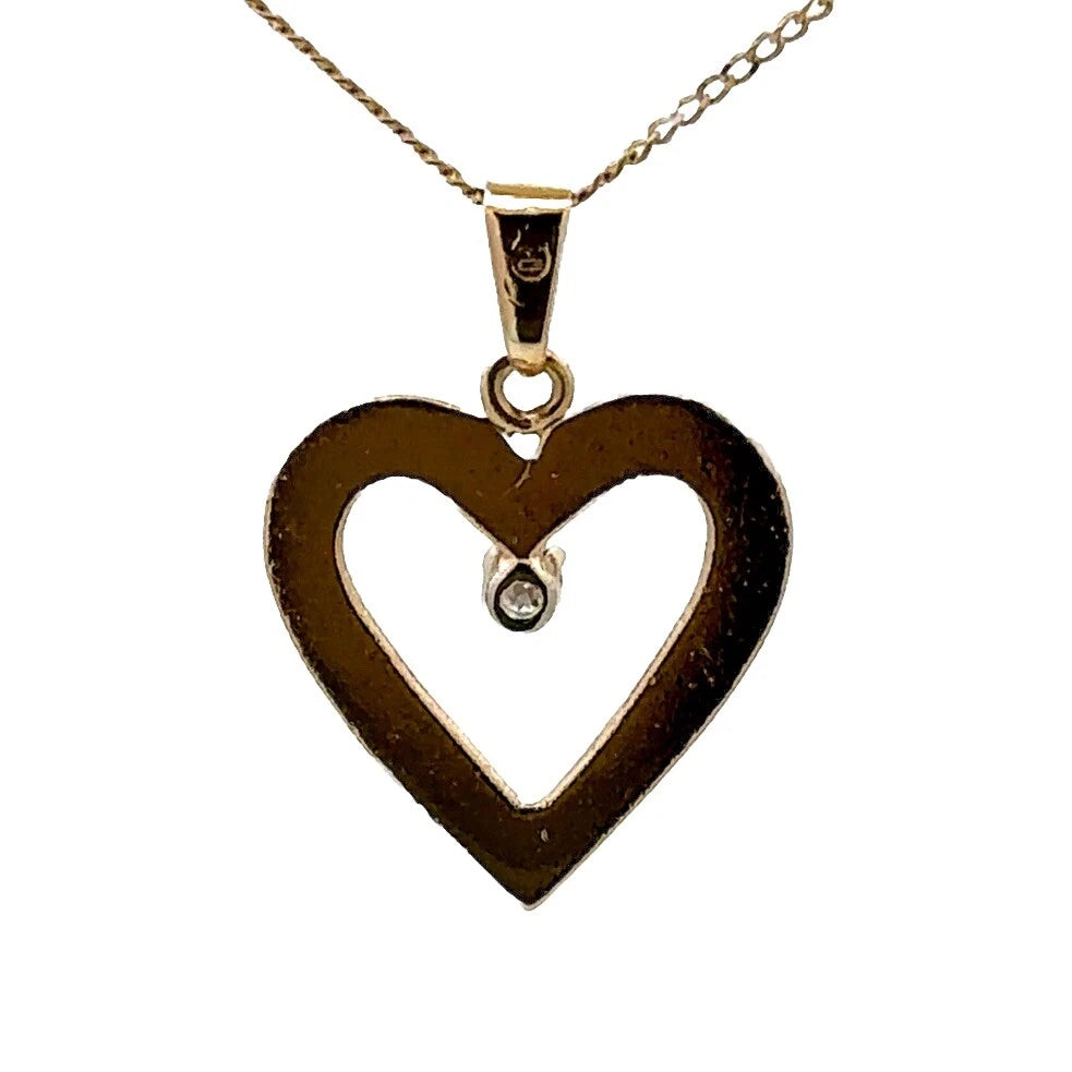 18Ct Yellow Gold Diamond Set Heart Pendant