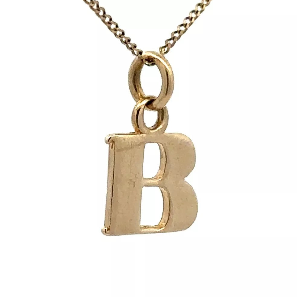 9Ct Yellow Gold 'B' Initial Charm Pendant