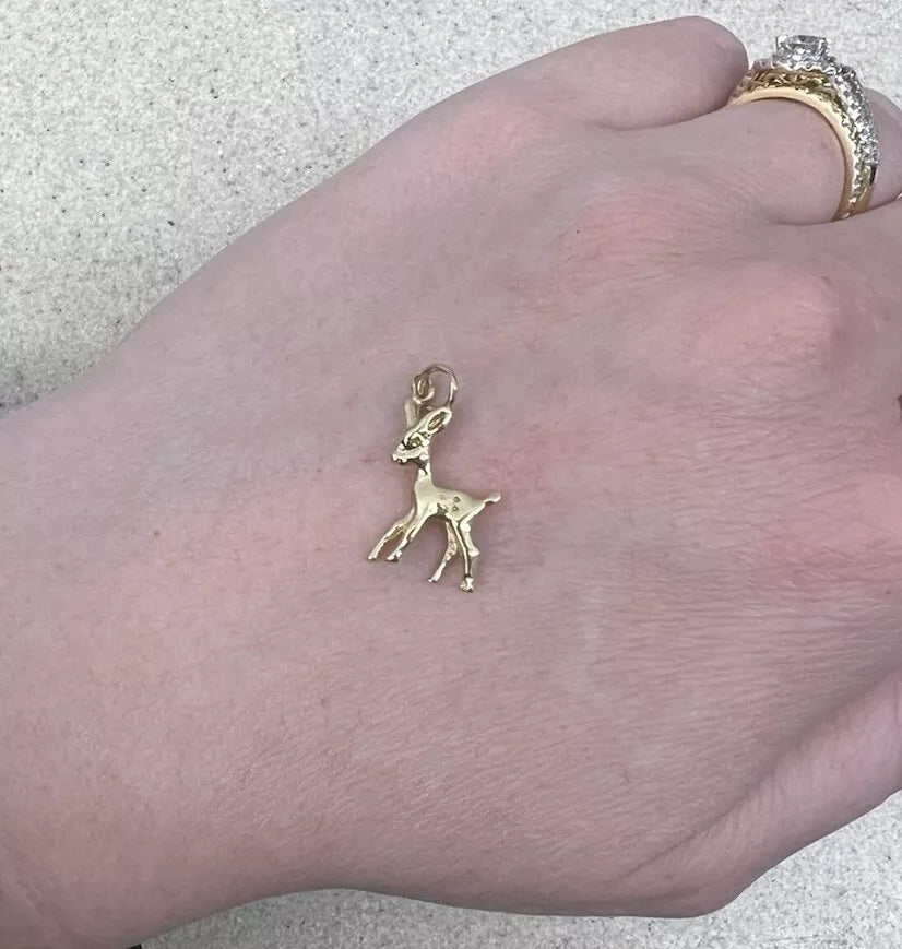9Ct Yellow Gold Bambi Deer Charm Pendant