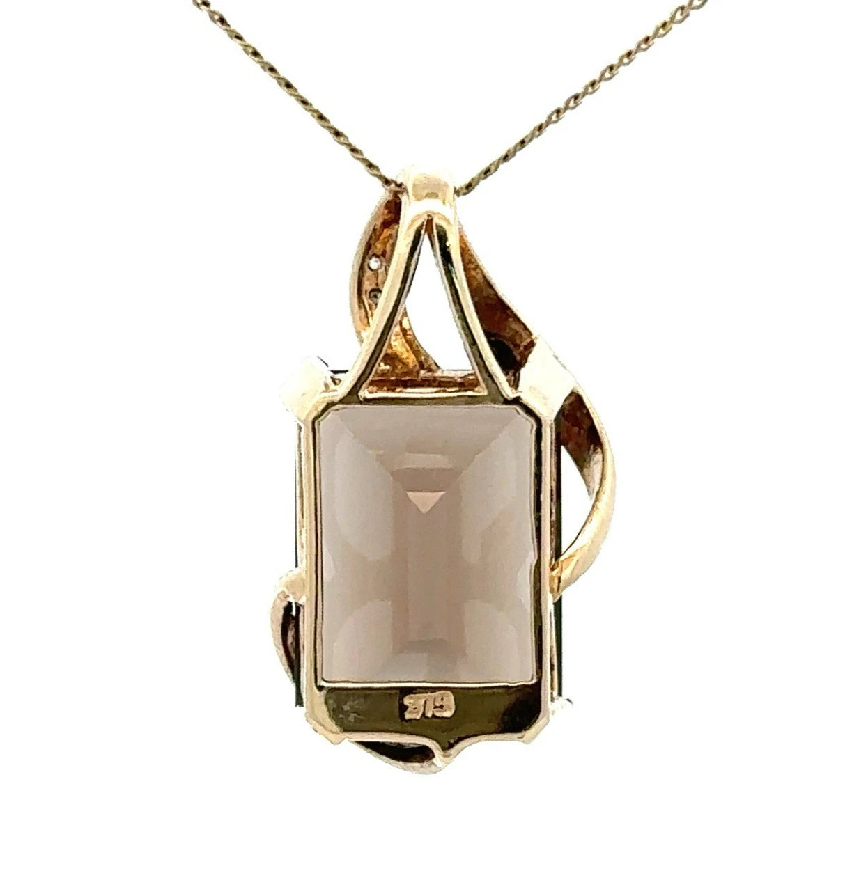 9Ct Yellow Gold Smokey Quartz & Diamond Accent Pendant