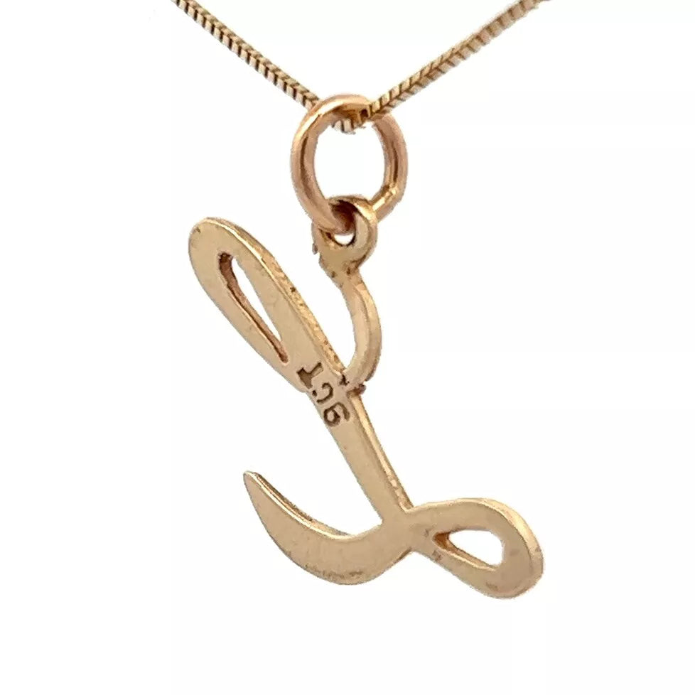 9Ct Yellow Gold 'L' Initial Charm Pendant
