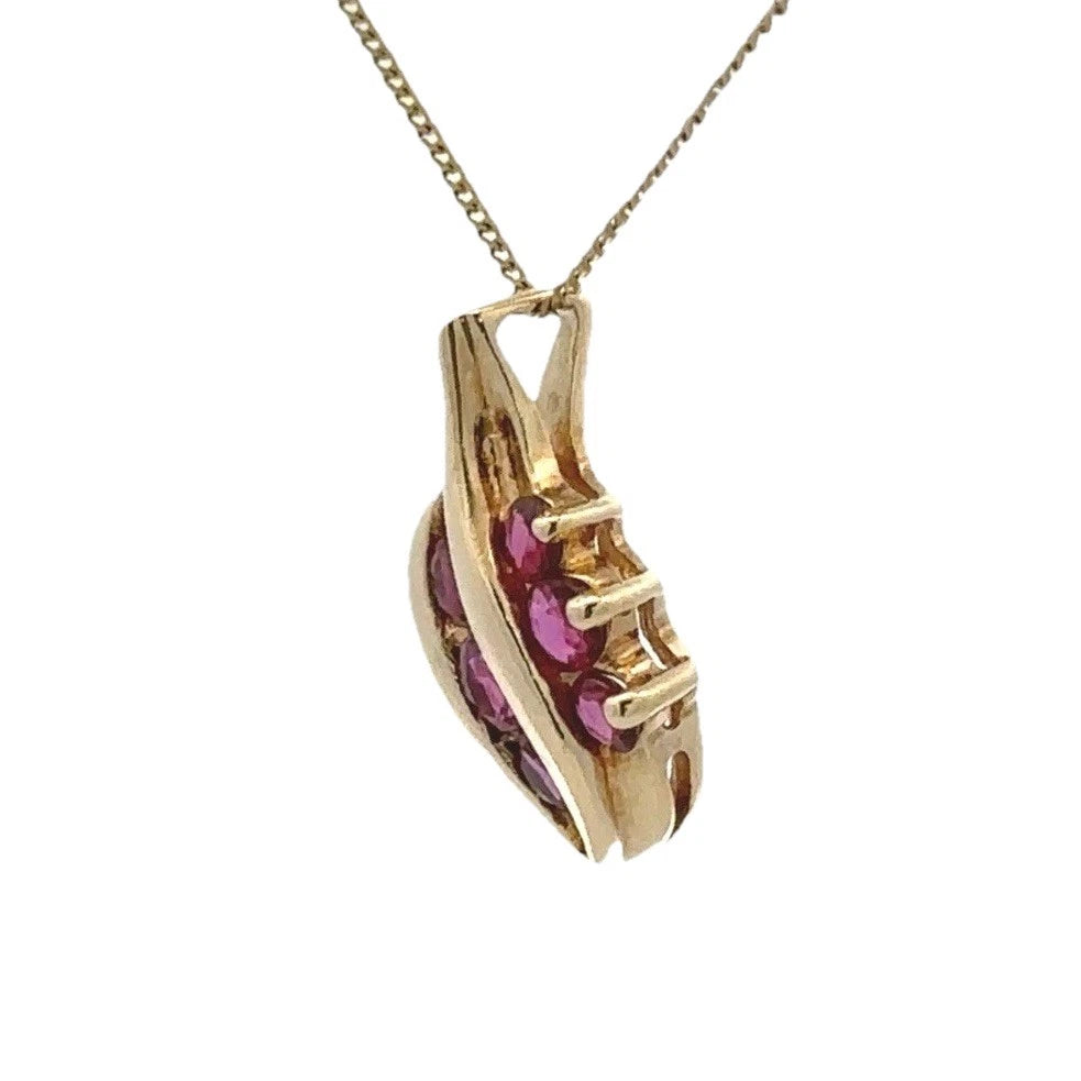14Ct Yellow Gold Created Ruby Slider Pendant