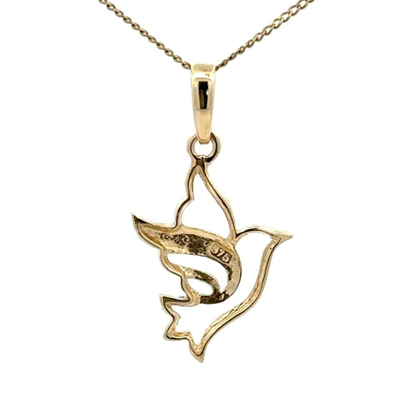 9Ct Yellow Gold Diamond Set Dove Pendant
