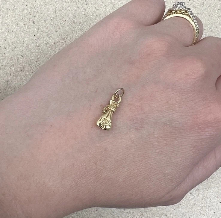 9Ct Yellow Gold Lucky Moneybag Charm Pendant