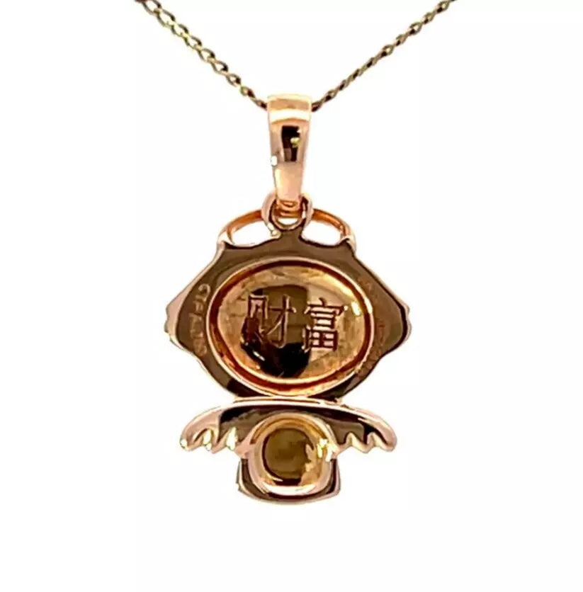 18Ct Yellow Gold .050CT TW Diamond Set Wealth Bao Bao Family Charm Pendant