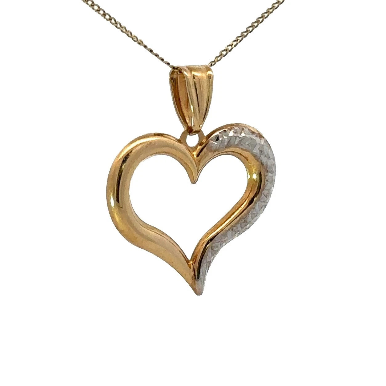9Ct Two-Toned Gold Heart Charm Pendant