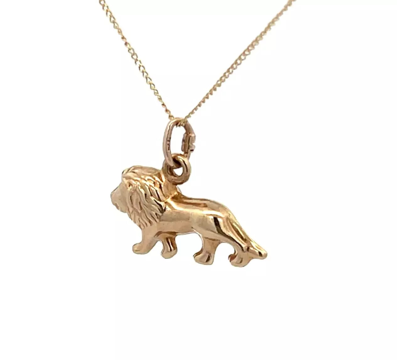 9Ct Yellow Gold Lion Charm Pendant