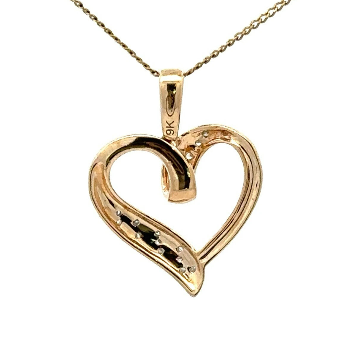 9Ct Yellow Gold Diamond Accent Heart Pendant