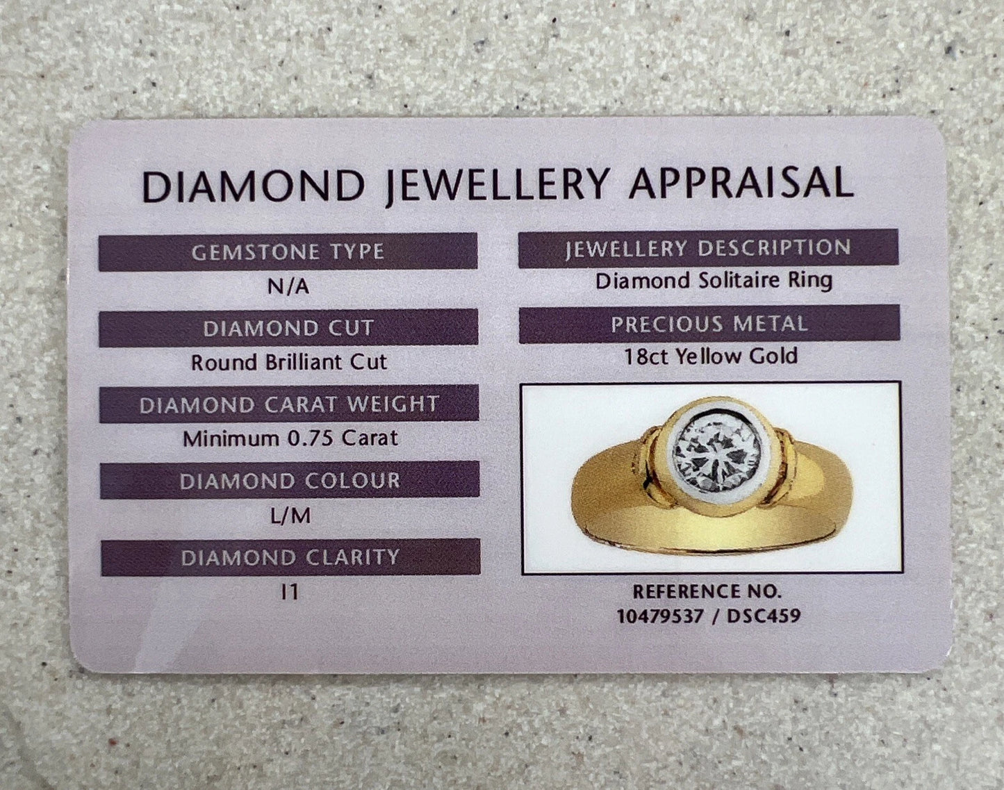 18Ct Yellow Gold 0.75 Carat TW Diamond Bezel Set Ring