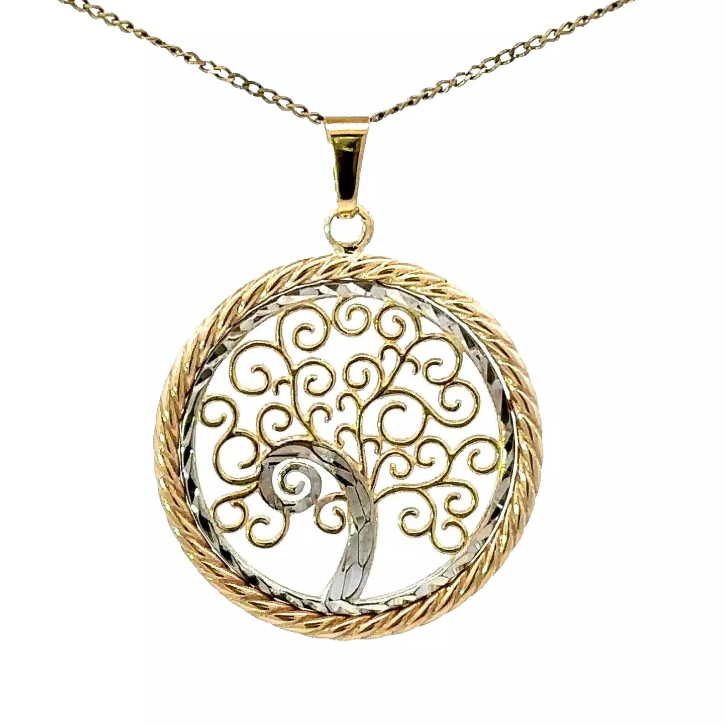 9Ct Two-Toned Gold Tree of Life Charm Pendant