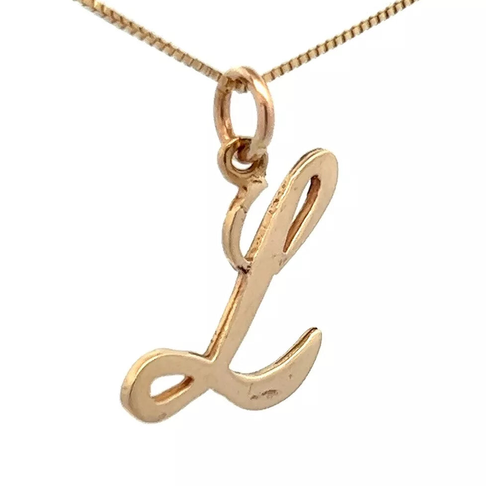 9Ct Yellow Gold 'L' Initial Charm Pendant