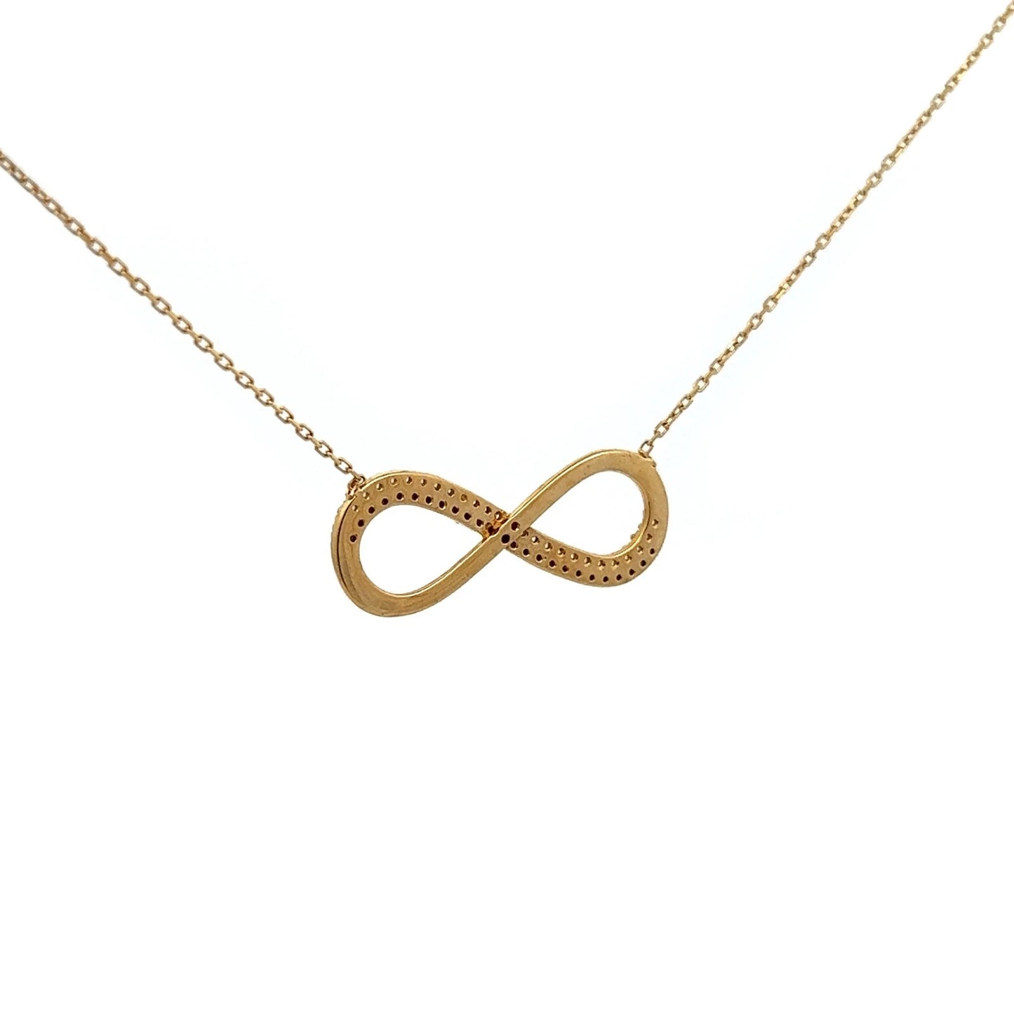 18Ct Yellow Gold Turquoise and CZ Infinity 45cm Chain Necklace