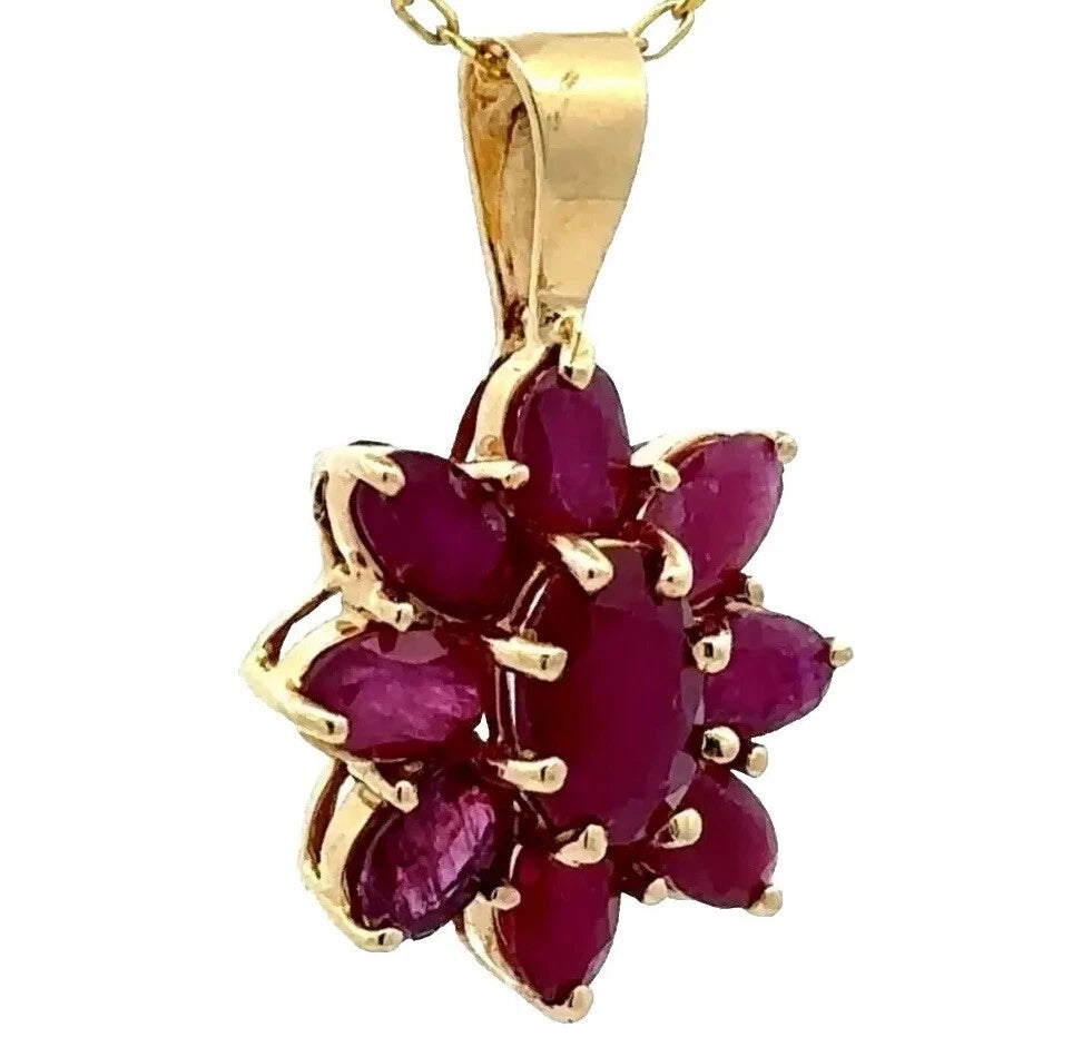 14Ct Rose Gold Faceted Ruby Pendant