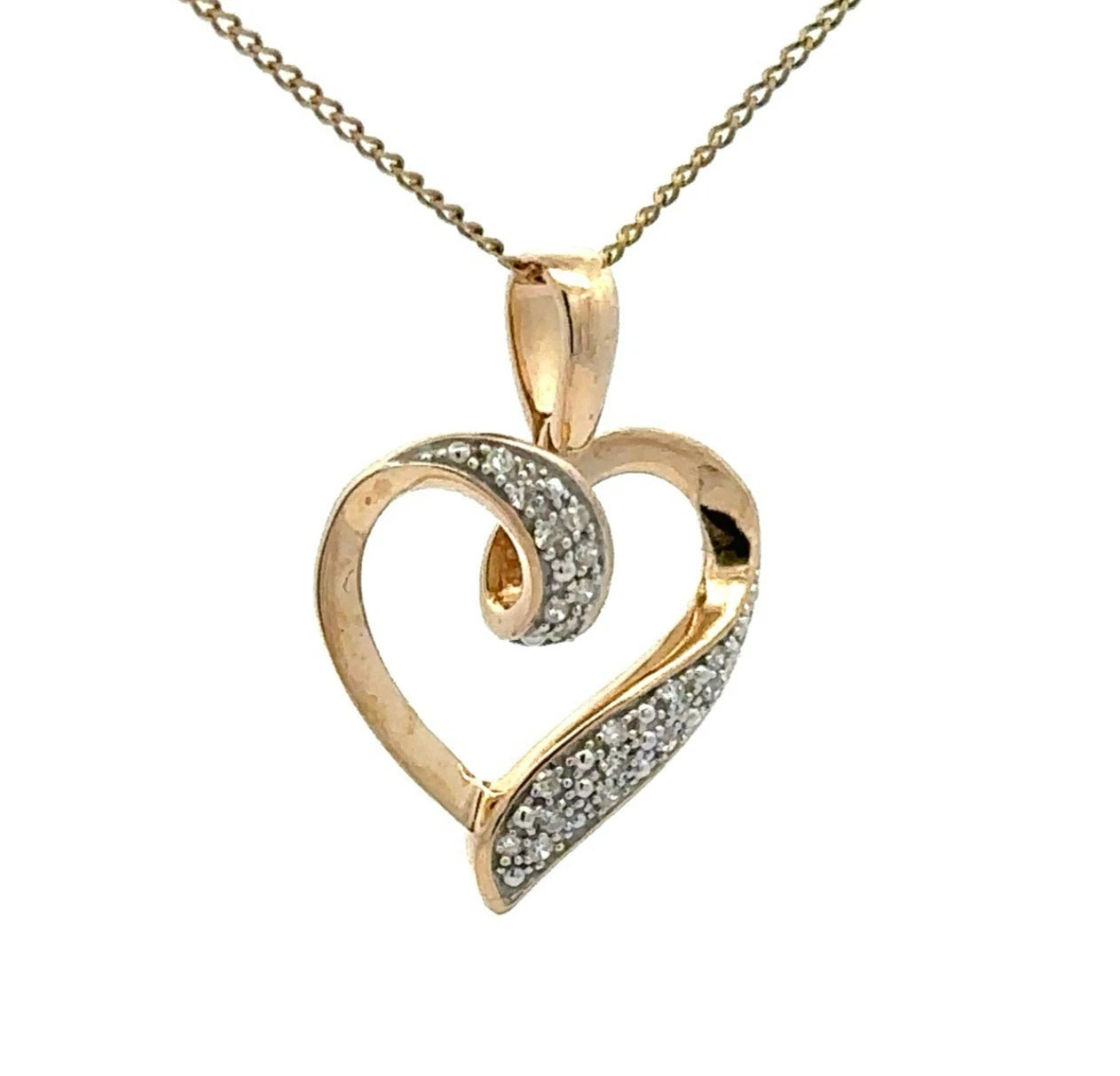 9Ct Yellow Gold Diamond Accent Heart Pendant