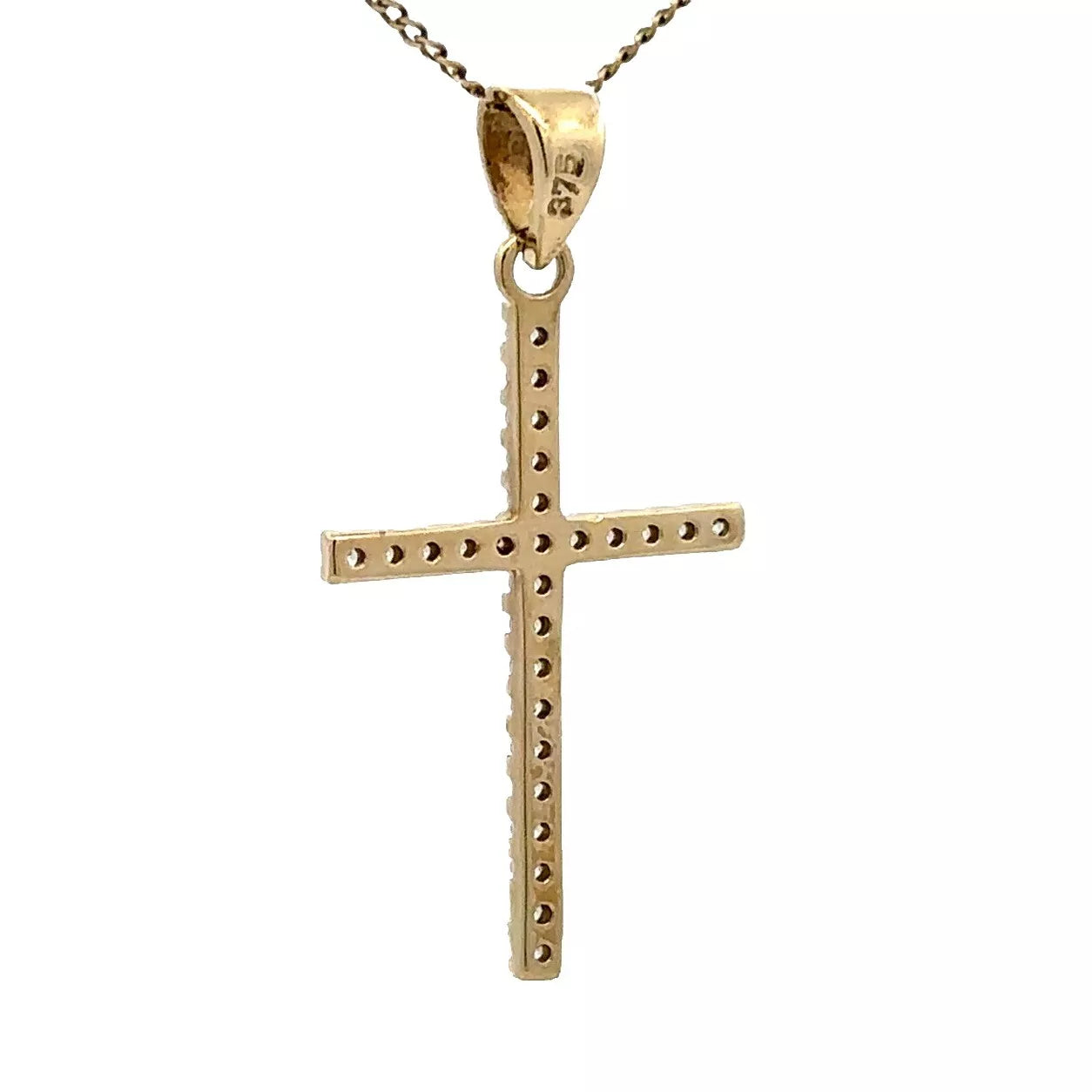 9Ct Yellow Gold CZ Set Cross Pendant