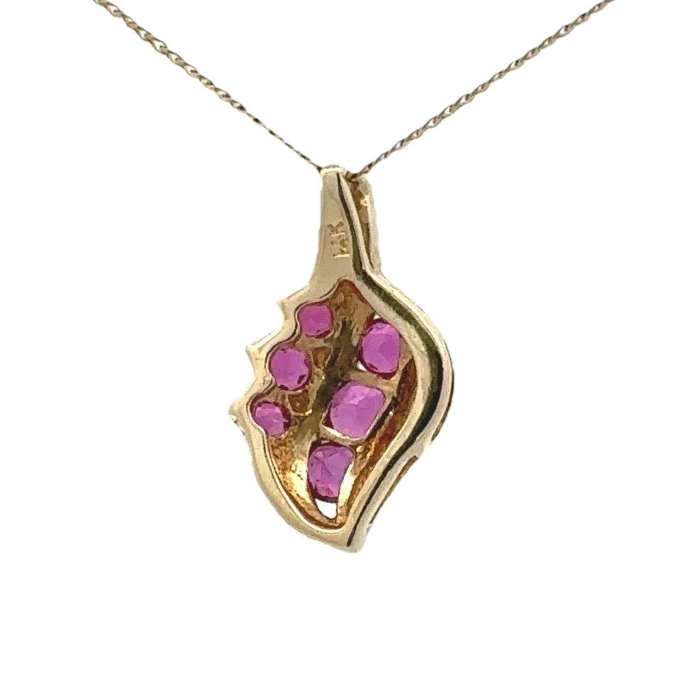 14Ct Yellow Gold Created Ruby Slider Pendant