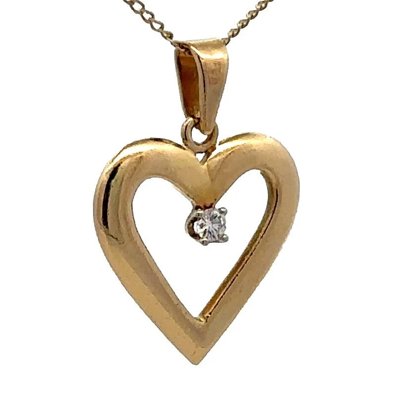 18Ct Yellow Gold Diamond Set Heart Pendant