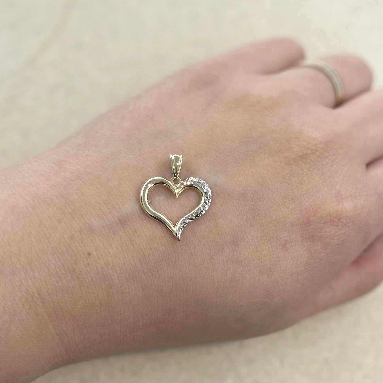 9Ct Two-Toned Gold Heart Charm Pendant