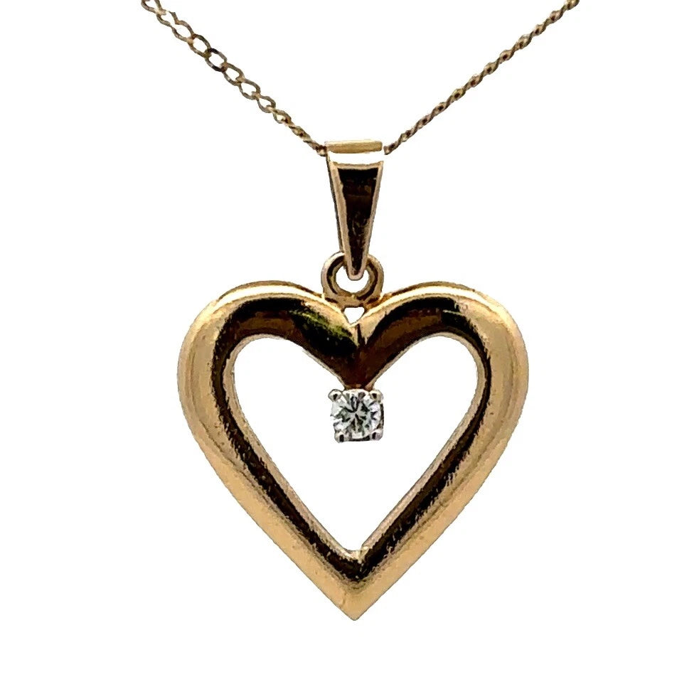 18Ct Yellow Gold Diamond Set Heart Pendant