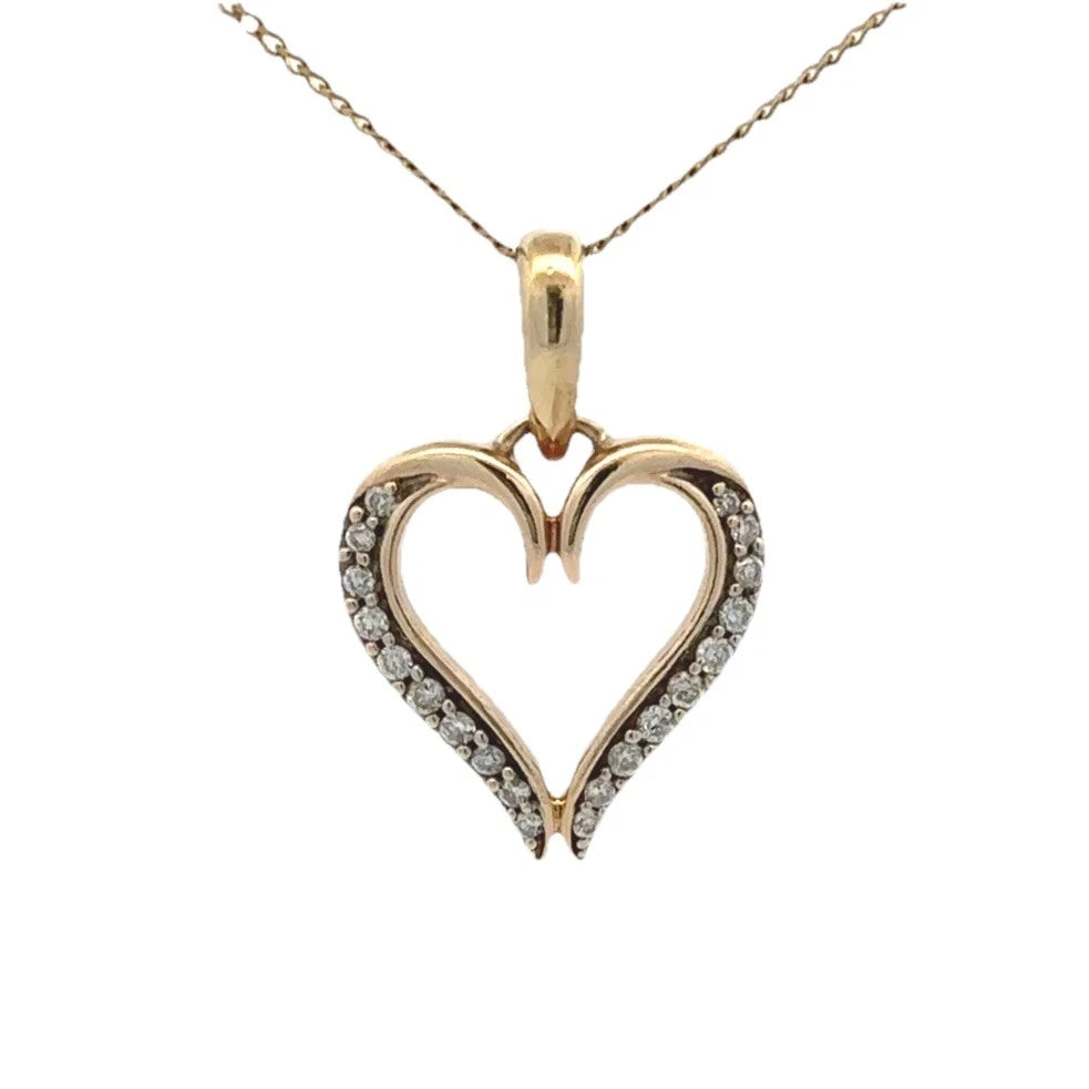 9Ct Yellow Gold .10 Carat TDW Diamond Set Heart Pendant