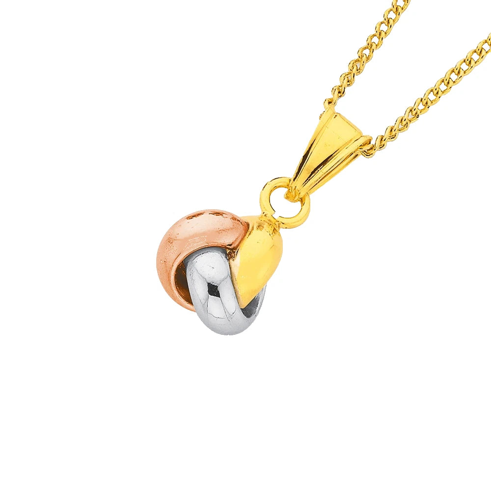 9Ct Tri-Tone Gold Love Knot Pendant