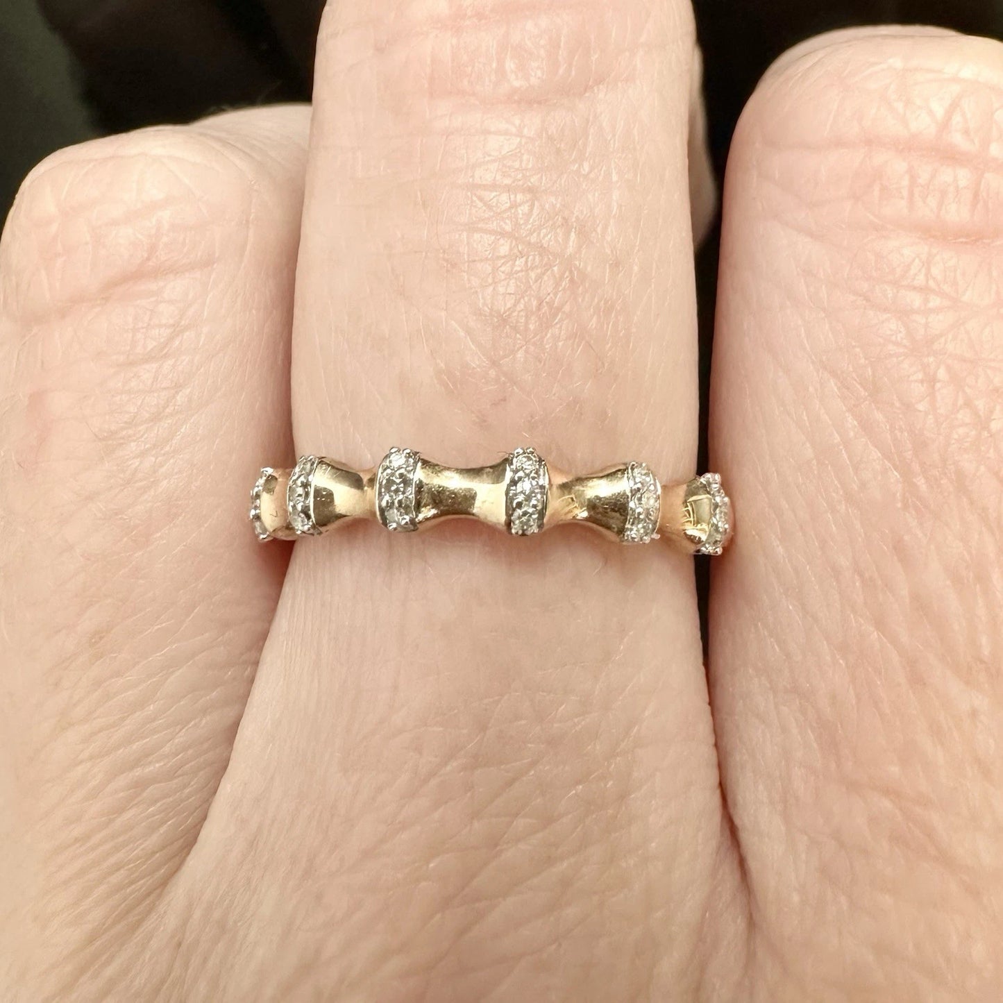 10Ct Rose Gold .05 TW Diamond Band Ring Sz O