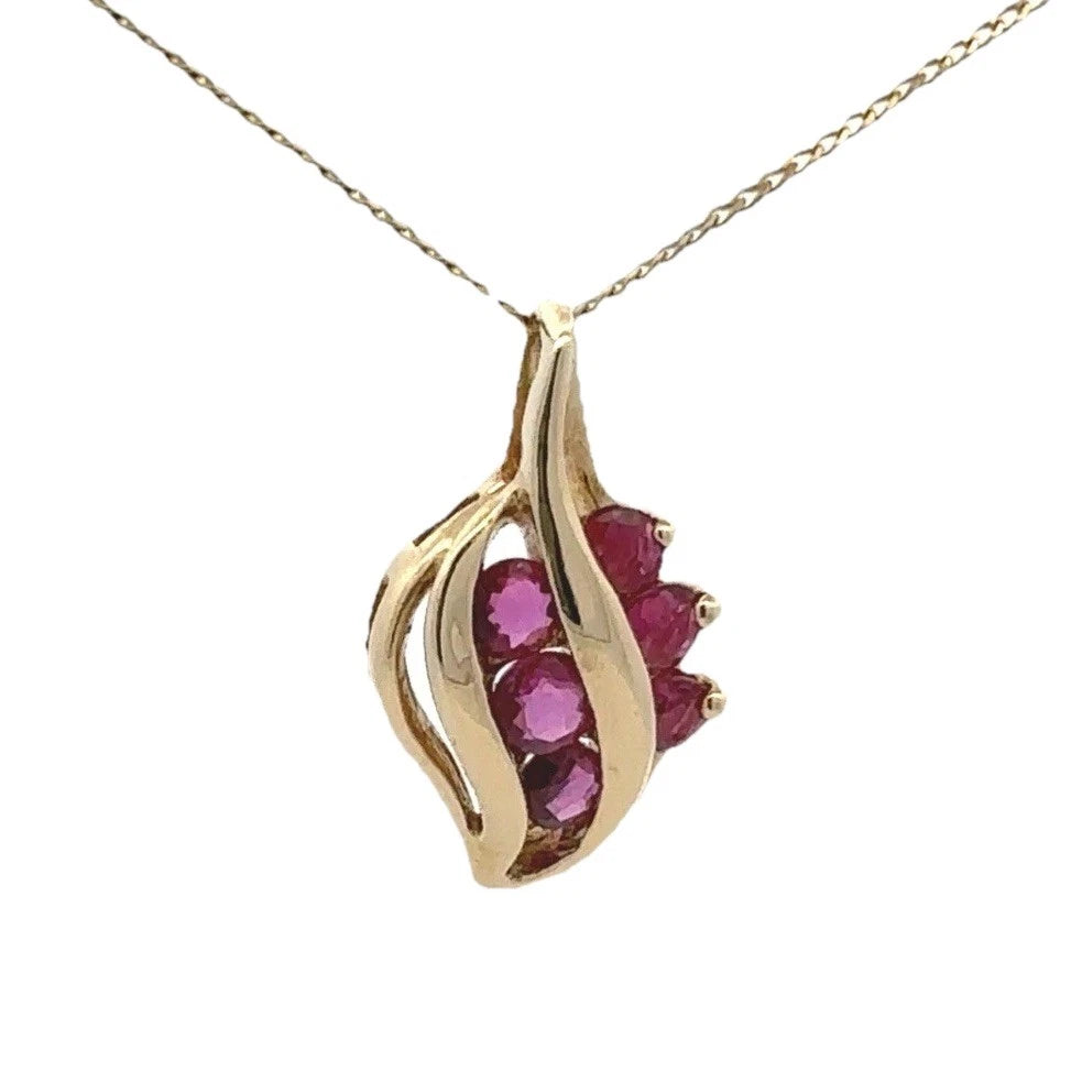 14Ct Yellow Gold Created Ruby Slider Pendant