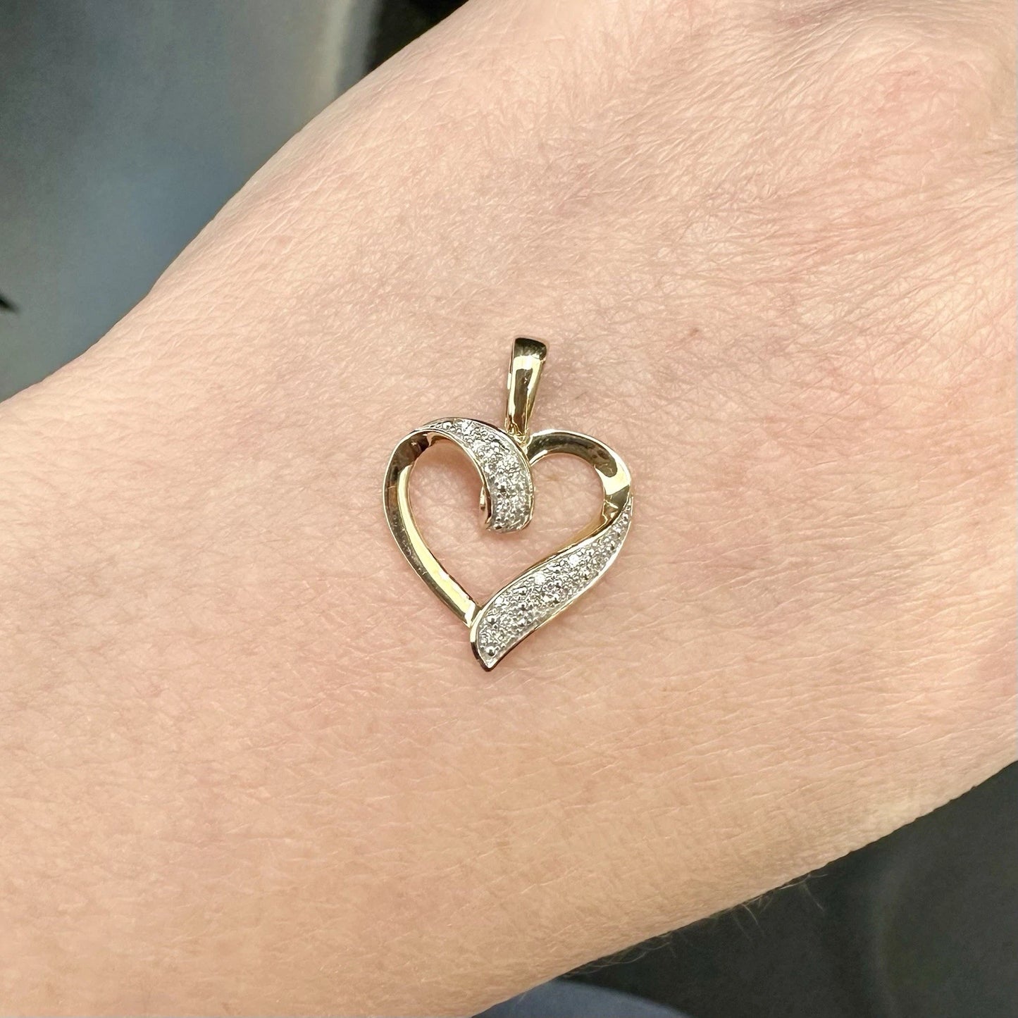 9Ct Yellow Gold Diamond Accent Heart Pendant