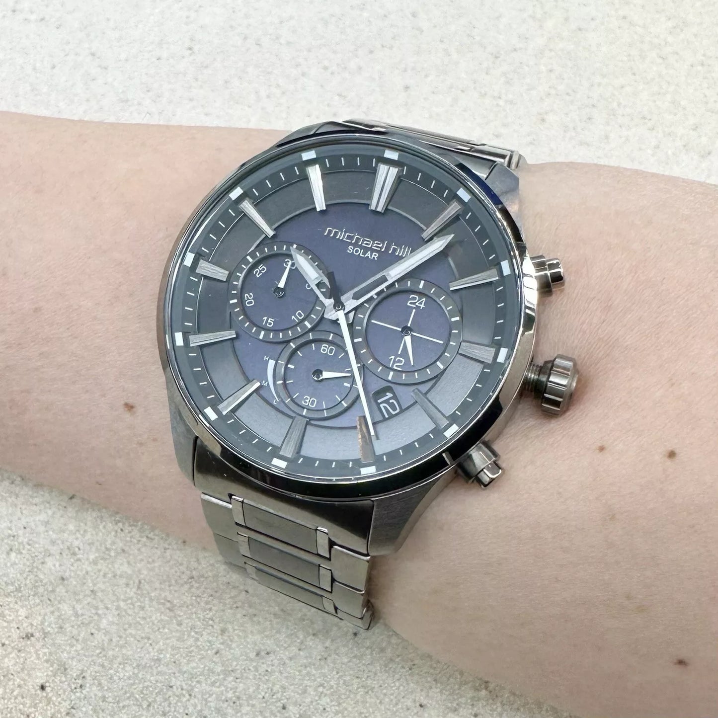 Michael Hill Solar Powered Chronograph Men's Black Toned Stainless Steel Watch