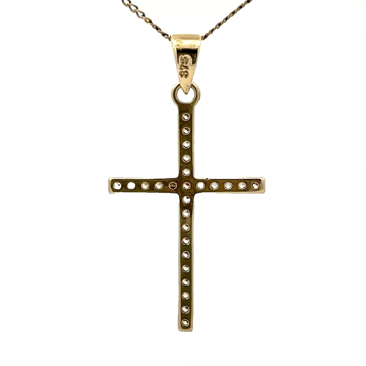 9Ct Yellow Gold CZ Set Cross Pendant