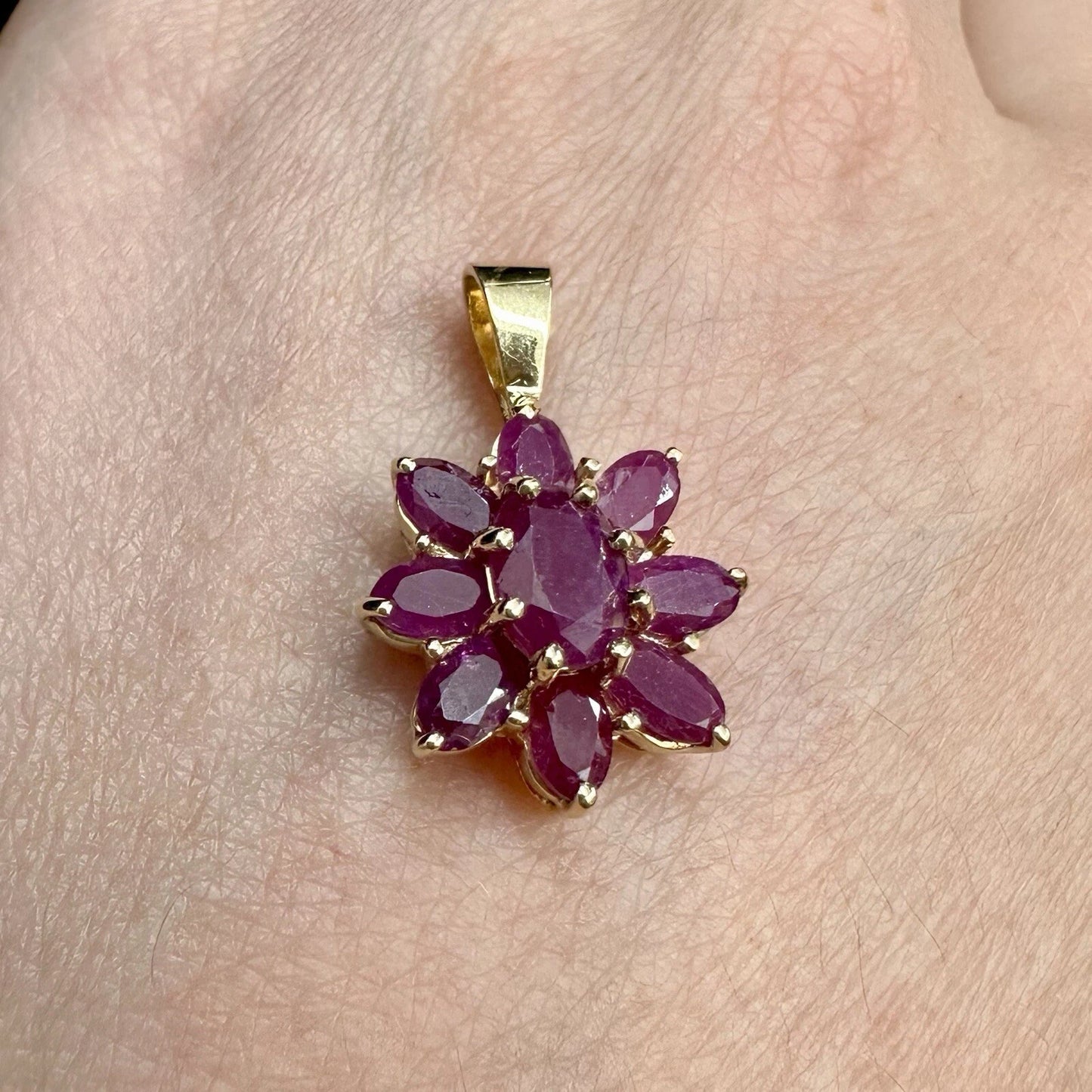 14Ct Rose Gold Faceted Ruby Pendant