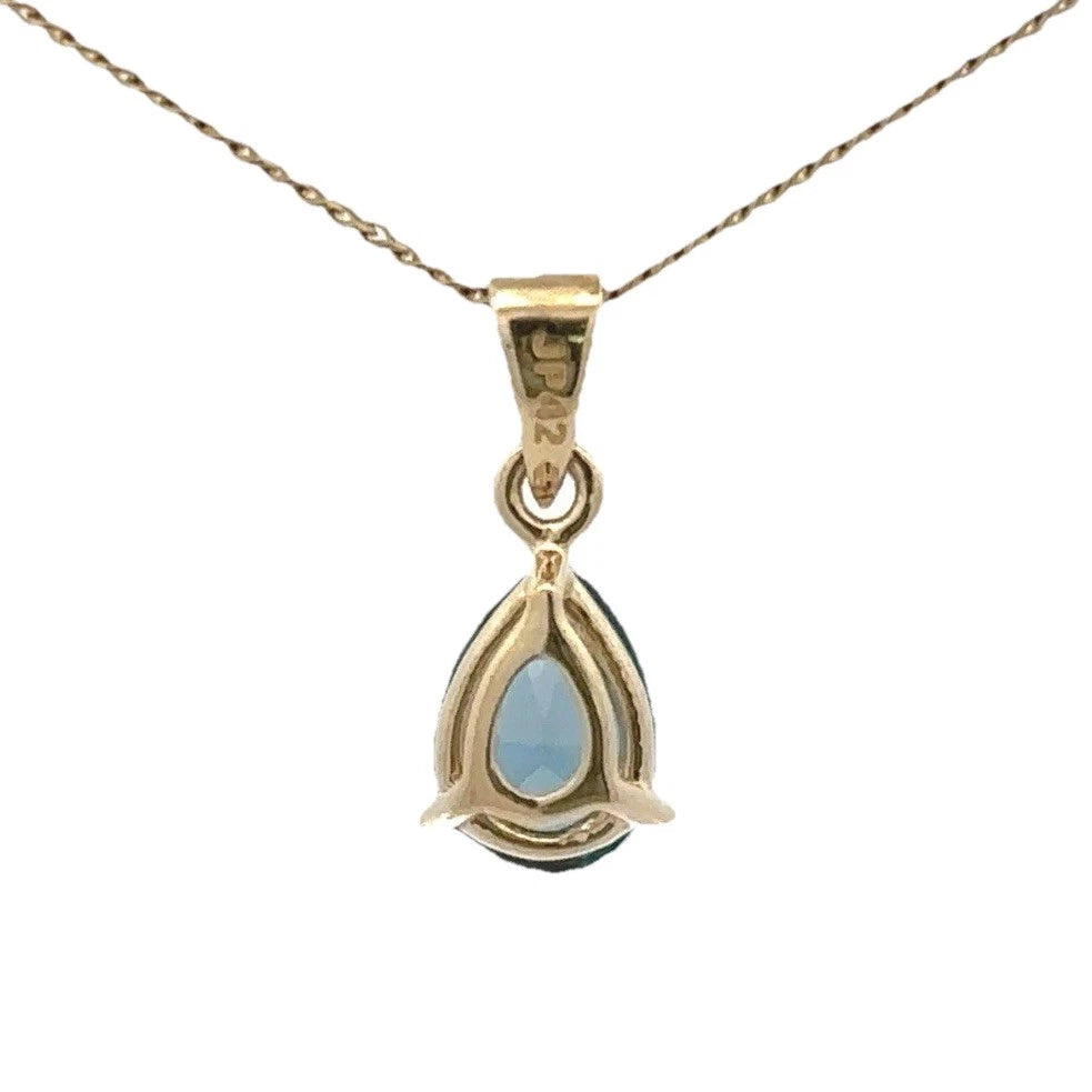 9Ct Yellow Gold Pear Shaped London Blue Topaz Solitaire Pendant